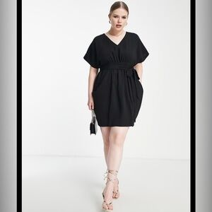 ASOS Closet London gathered tulip mini dress in black plus size 24